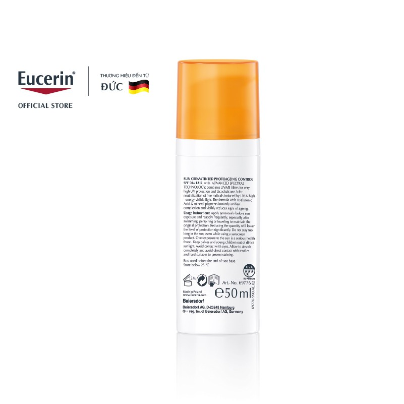 Kem Chống Nắng Trang Điểm Eucerin CC Tinted Fair SPF50+ [50ml]