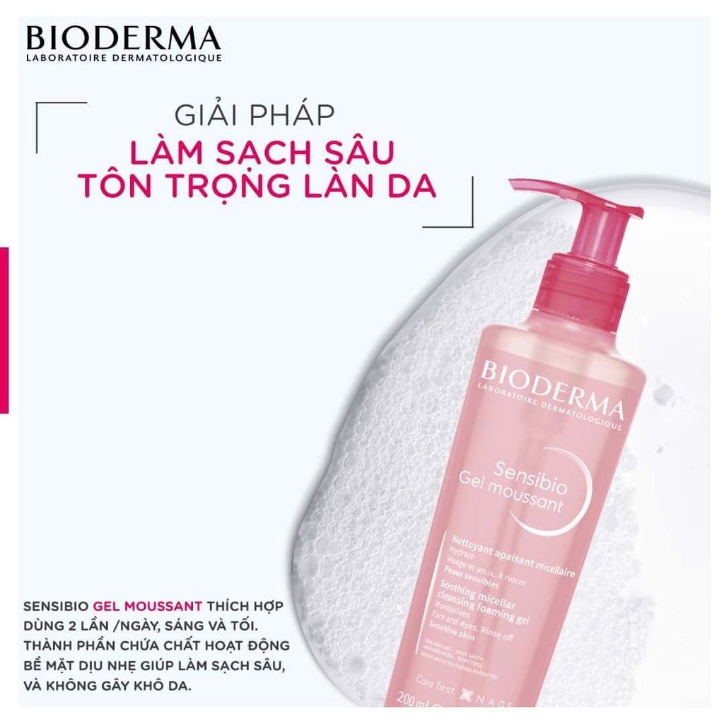 Sữa Rửa Mặt Cho Da Nhạy Cảm Bioderma Sensibio Gel Moussant [45ml - 200ml]