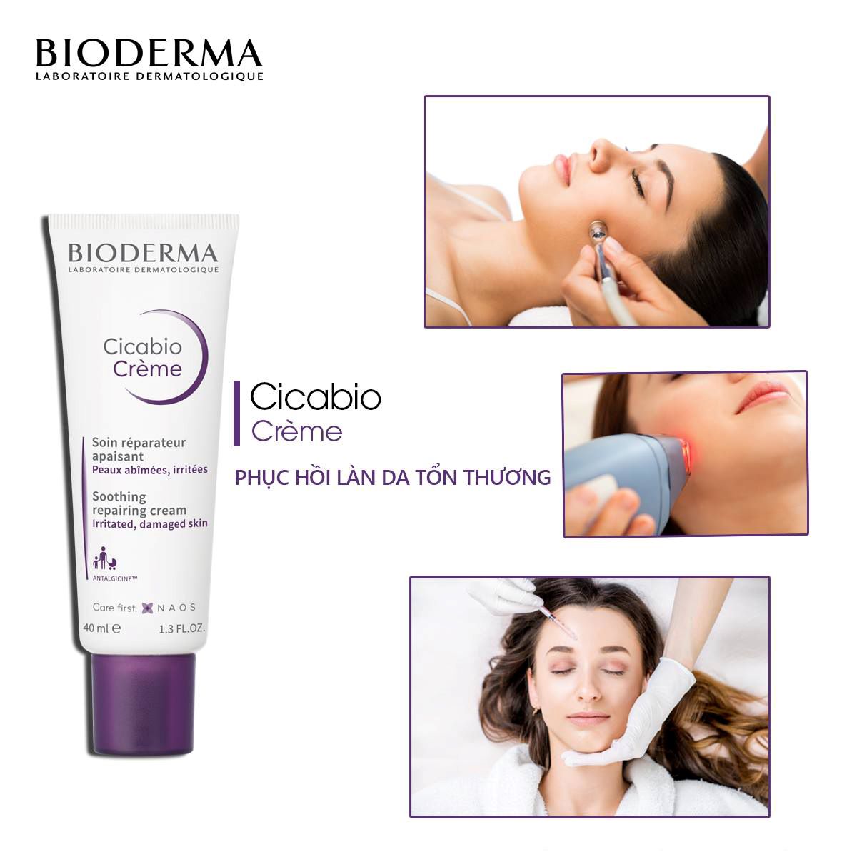 Kem Dưỡng Ẩm Phục Hồi Da Cicabio Bioderma Cream [40ml]