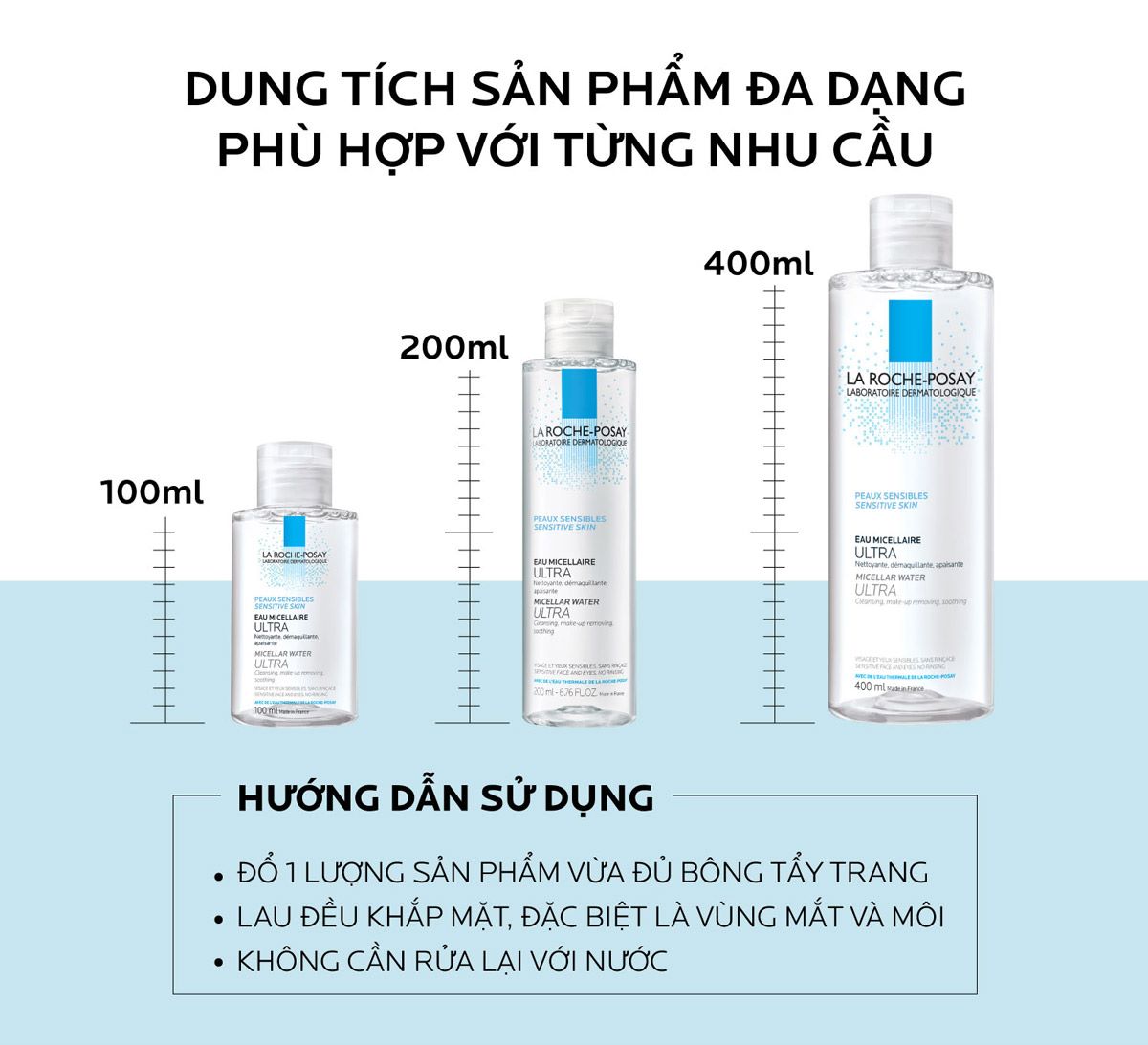 Nước Tẩy Trang Da Nhạy Cảm La Roche-Posay Micellar Water Ultra Sensitive Skin [50ml - 200ml - 400ml]