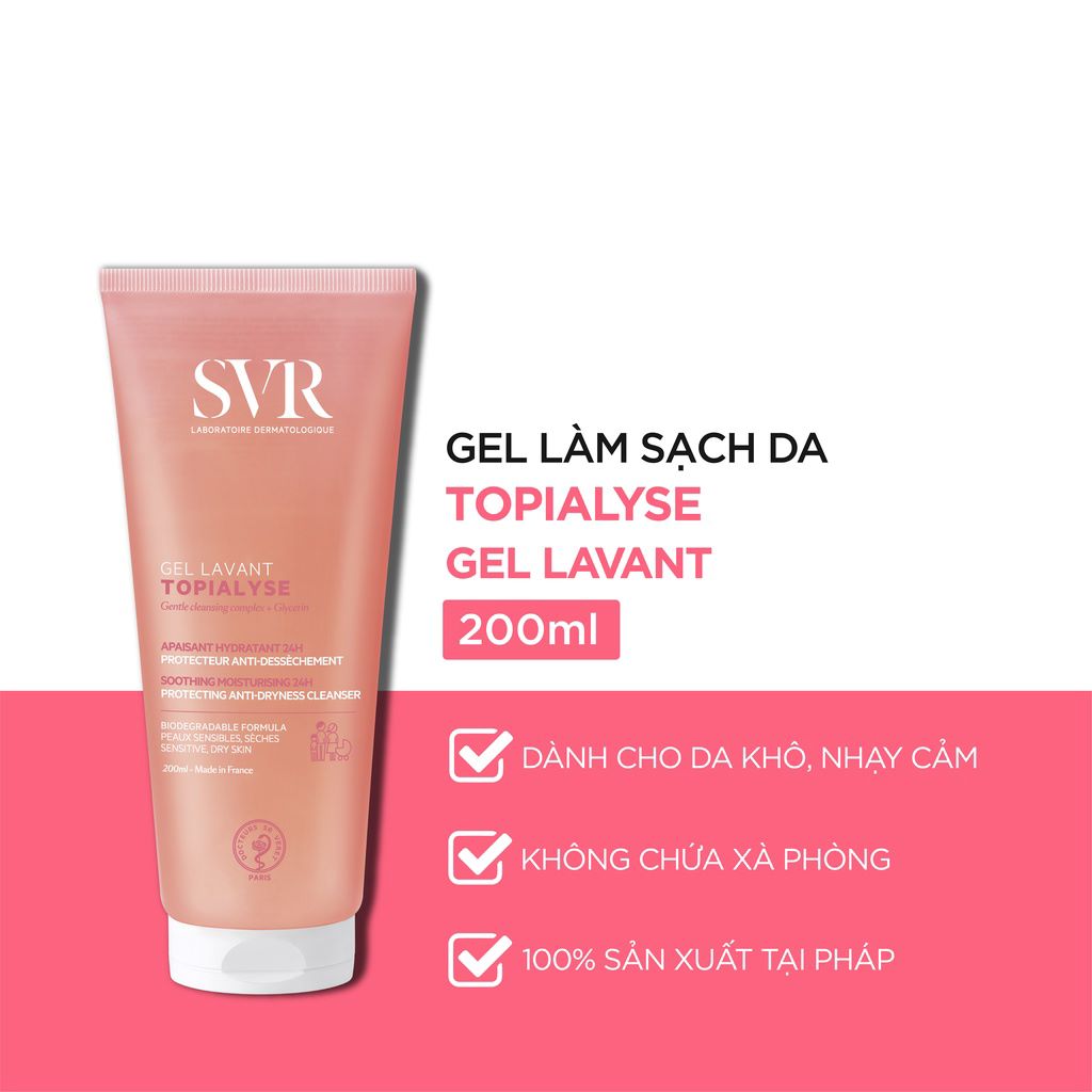 Gel Rửa Mặt Cho Da Khô Nhạy Cảm SVR Topialyse Lavant [55ml - 200ml - 400ml]