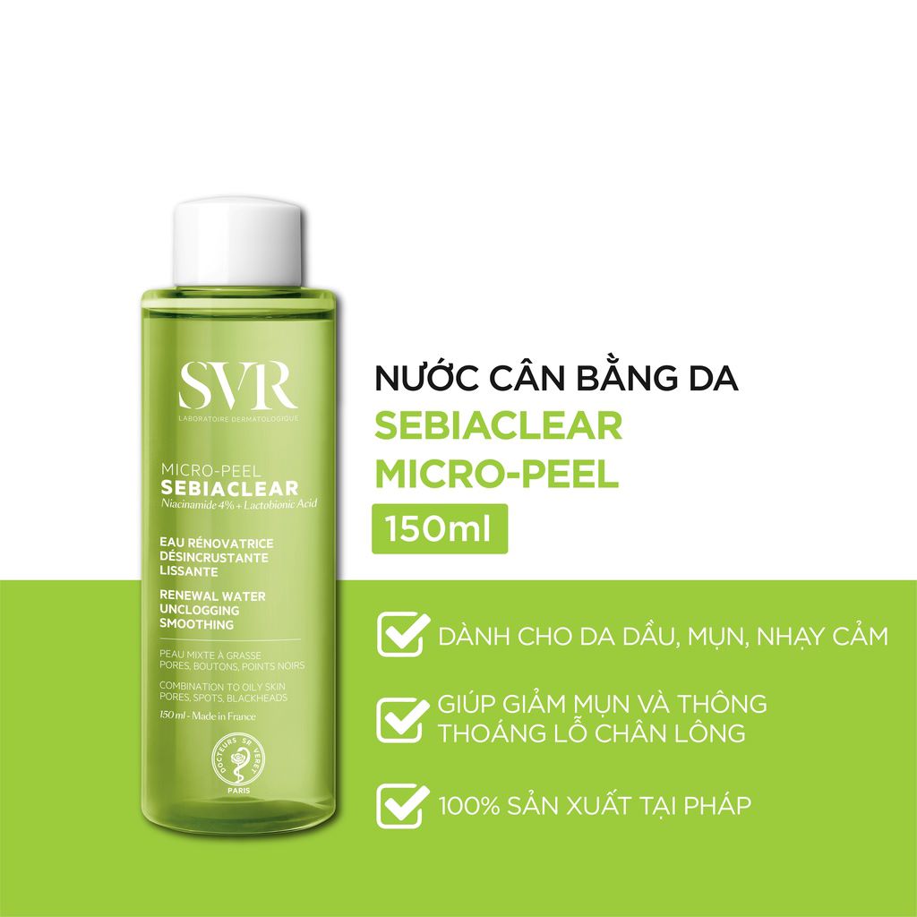 Nước Hoa Hồng SVR Sebiaclear Micro Peel Toner [150ml]