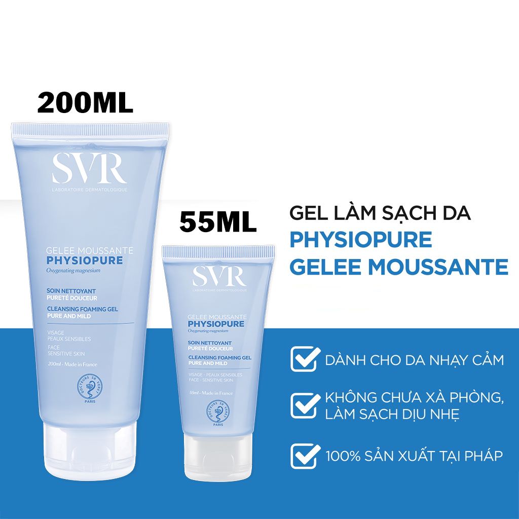 Gel Rửa Mặt Cho Da Nhạy Cảm SVR Physiopure Gelee Moussante [55ml-200ml]