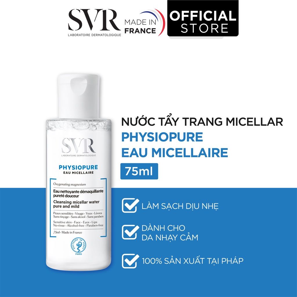 Nước Tẩy Trang Cho Da Nhạy Cảm SVR Physiopure Eau Micellaire [75ml - 400ml]