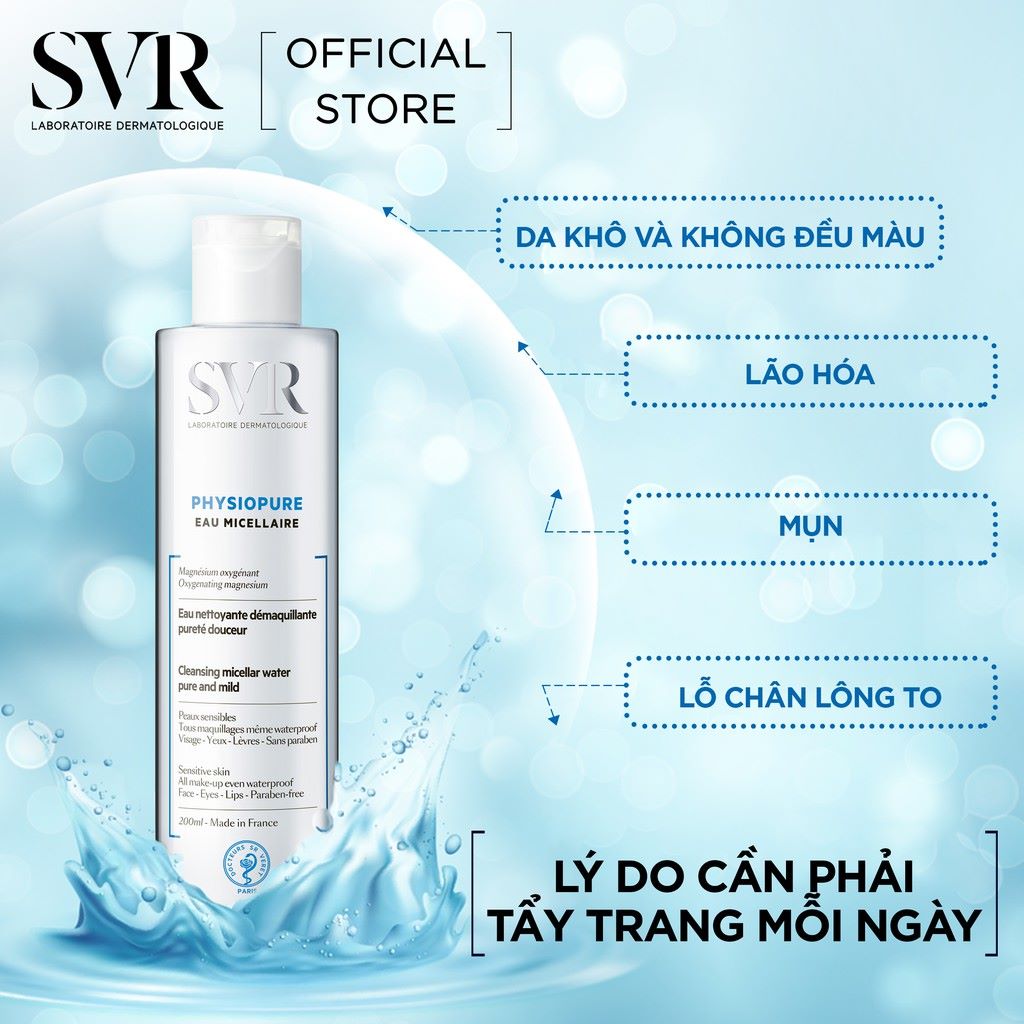 Nước Tẩy Trang Cho Da Nhạy Cảm SVR Physiopure Eau Micellaire [75ml - 400ml]