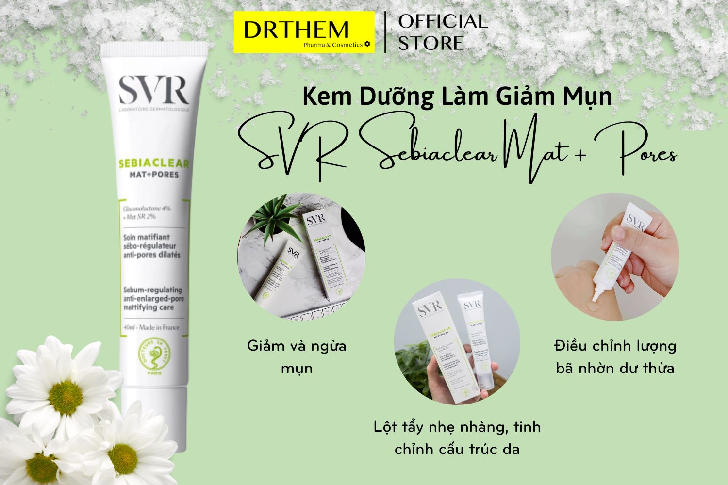 Kem Dưỡng Làm Giảm Mụn SVR Sebiaclear Mat + Pores [40ml]