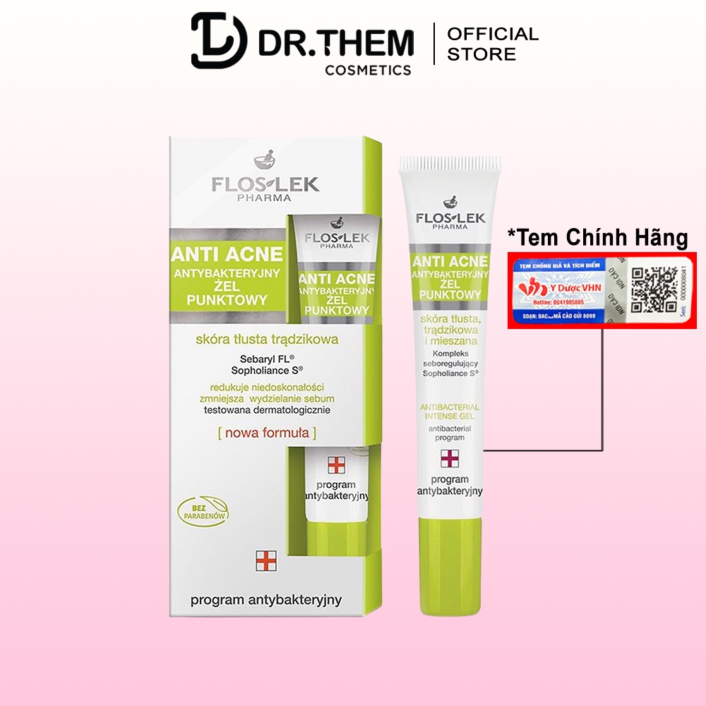 Gel Giảm Mụn Diệt Khuẩn Floslek Anti Acne Antibacterial Intense Gel [20ml]