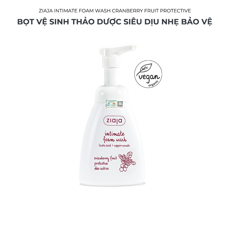 Dung dịch Vệ Sinh Bọt Thảo Dược Siêu Dịu Nhẹ - Ziaja Intimate Foam Wash Cranberry Fruit Protective [250ml]