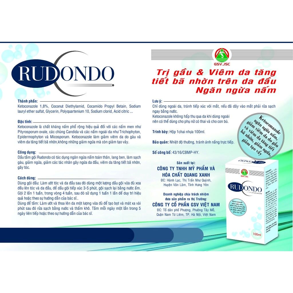 Dầu Gội Ngừa Nấm - Rudondo GSV [120ml]