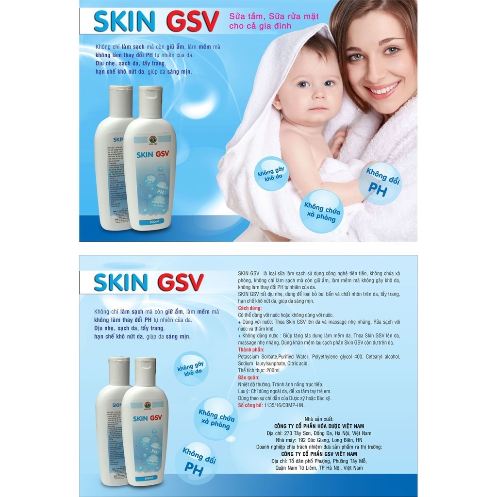 Sữa Rửa Mặt Skin GSV [200ml]