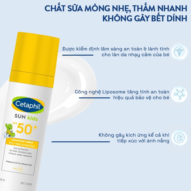 Sữa Chống Nắng Dịu Lành Cho Làn Da Nhạy Cảm Của Bé Cetaphil Sun Kids SPF 50+ Liposomal Lotion 150ML