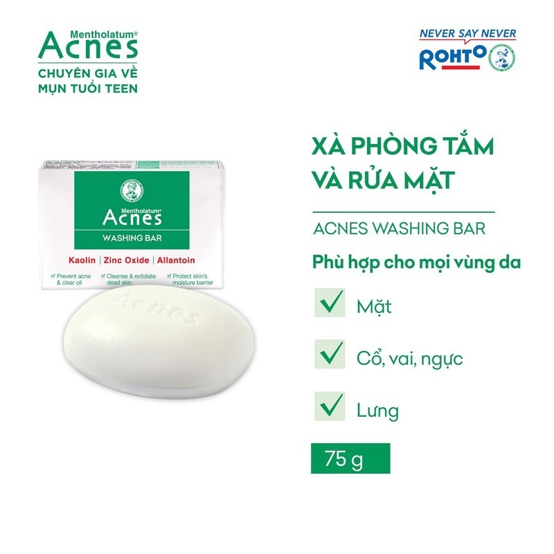 Xà Phòng Tắm Acnes Ngăn Ngừa Mụn Lưng, Cổ, Vai, Ngực - Acnes Washing Bar 75g