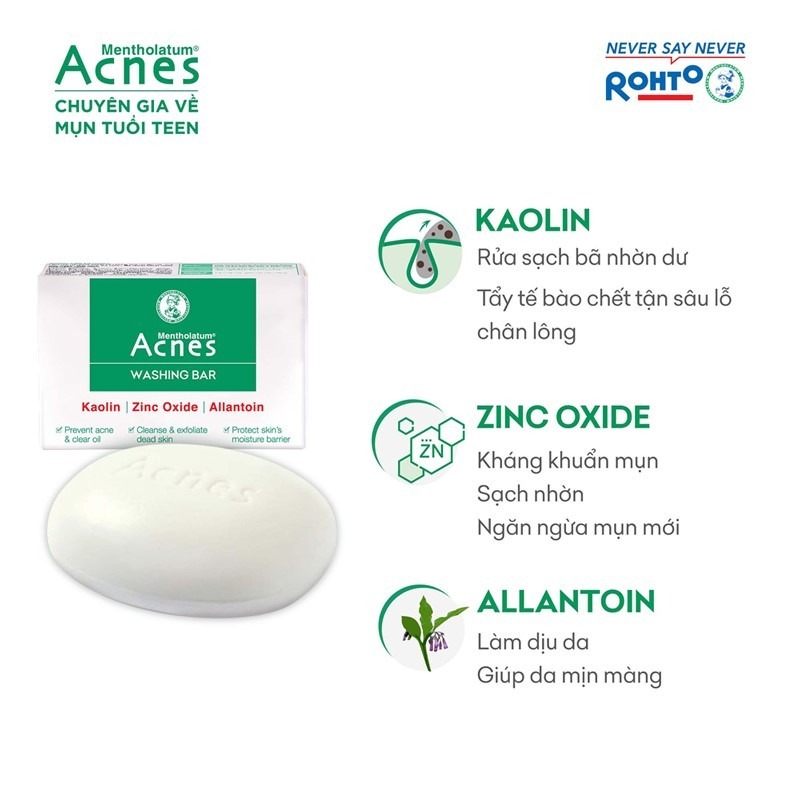 Xà Phòng Tắm Acnes Ngăn Ngừa Mụn Lưng, Cổ, Vai, Ngực - Acnes Washing Bar 75g