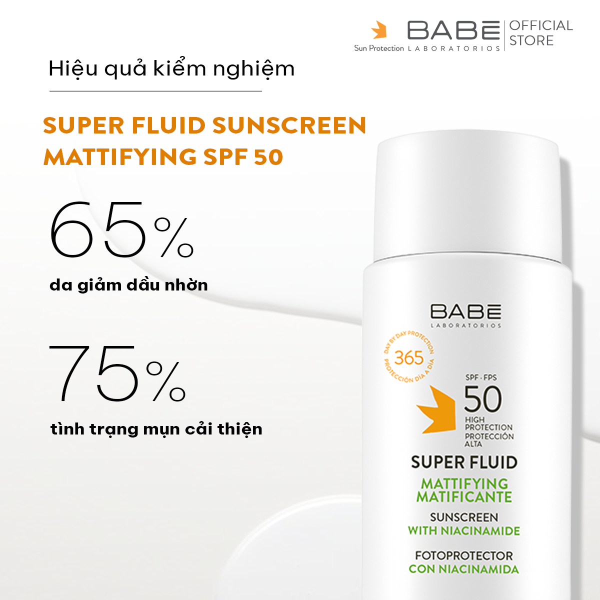 Kem Chống Nắng Cho Da Dầu Mụn Babe Super Fluid Mattifying Sunscreen SPF 50 [50ml]