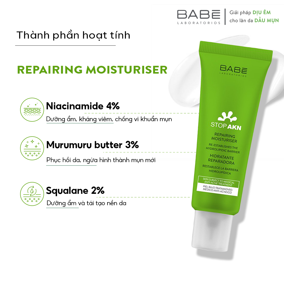 Kem Dưỡng Phục Hồi Laboratorios Babé Repairing Moisturiser 50ml