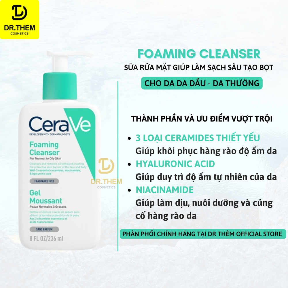 Sữa Rửa Mặt Dành Cho Da Dầu CeraVe Foaming Cleanser 88ml – 236ml – 473ml