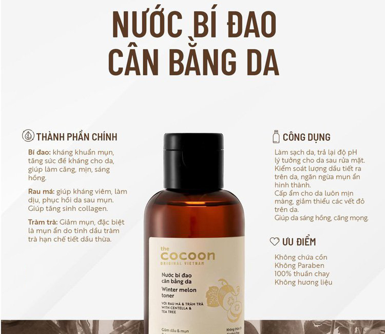 Cocoon Nước Bí Đao Cân Bằng Da Giảm Dầu & Mụn 140ml/ 310ml