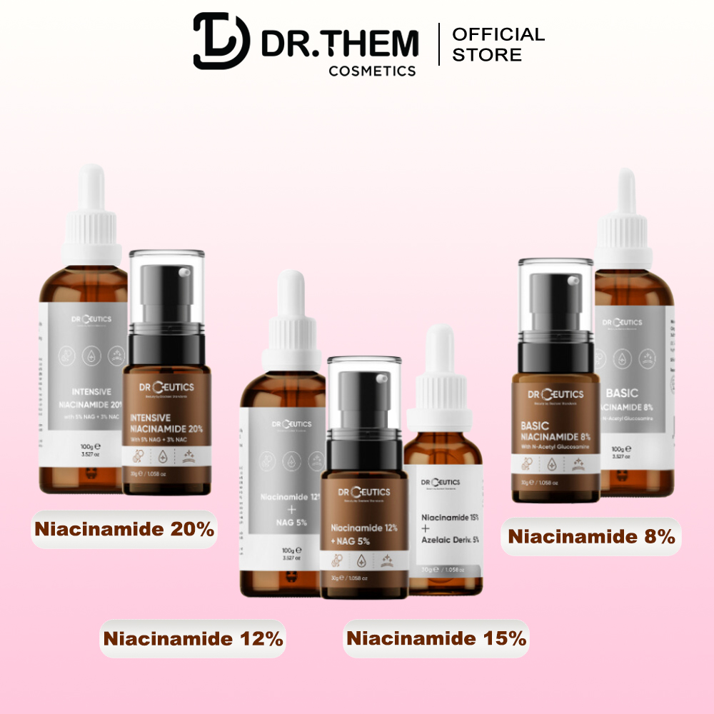 Serum Giảm Thâm, Sáng Da, Kiềm Dầu  DrCeutics Niacinamide 12% + NAG 5% (B3) 30ml 