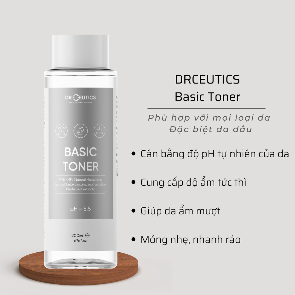 Drceutics Nước Cân Bằng Cấp Ẩm Cho Da Basic Toner Và Standard Toner (200ml)