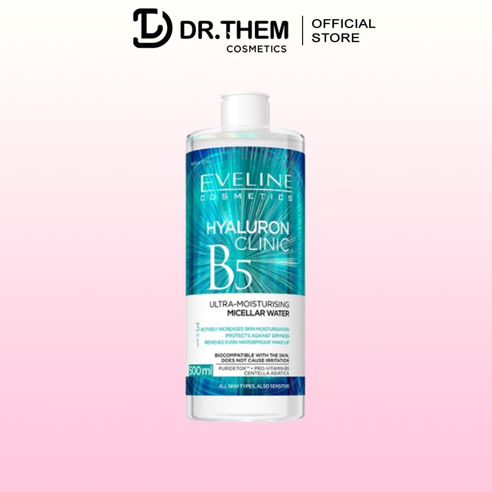 Nước Tẩy Trang Dưỡng Ẩm Cho Da Eveline Hyaluron Clinic B5 Ultra Moisturising Micellar Water 500ml