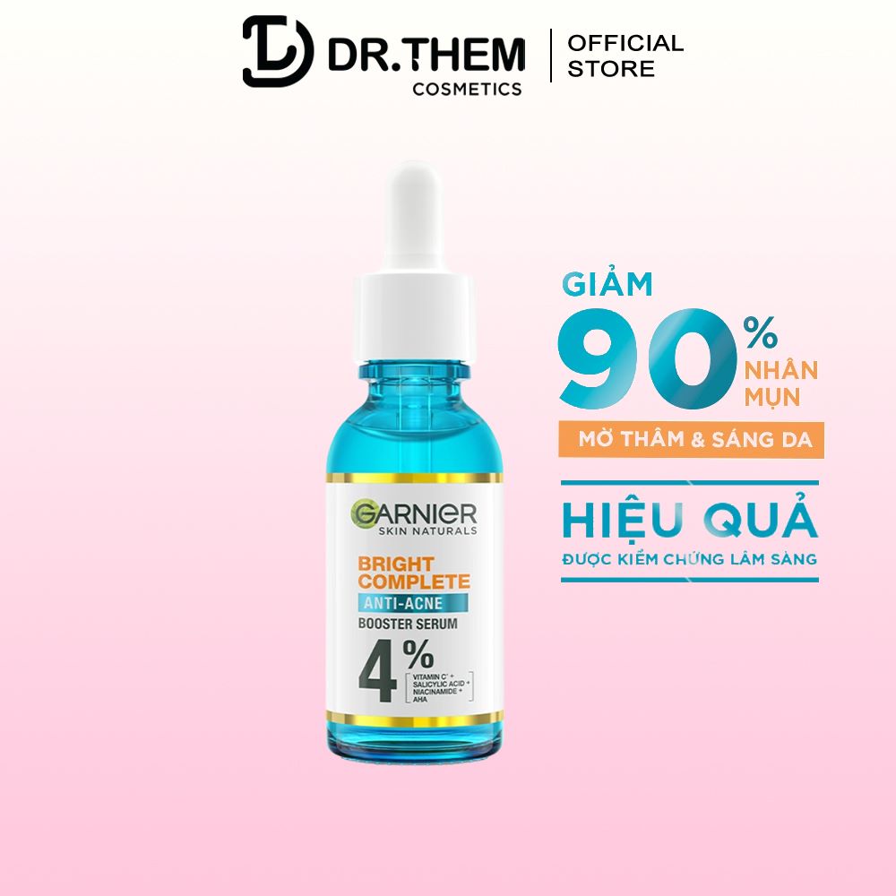 Dưỡng Chất Garnier Giảm Mụn Sáng Da Skin Naturals Bright Complete Anti-Acne Booster Serum 30ml