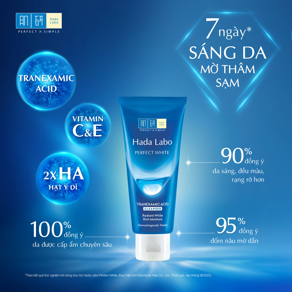 Kem Rửa Mặt HADA LABO Labo Perfect White Sạch Dịu Nhẹ, Dưỡng Sáng Sa 80g