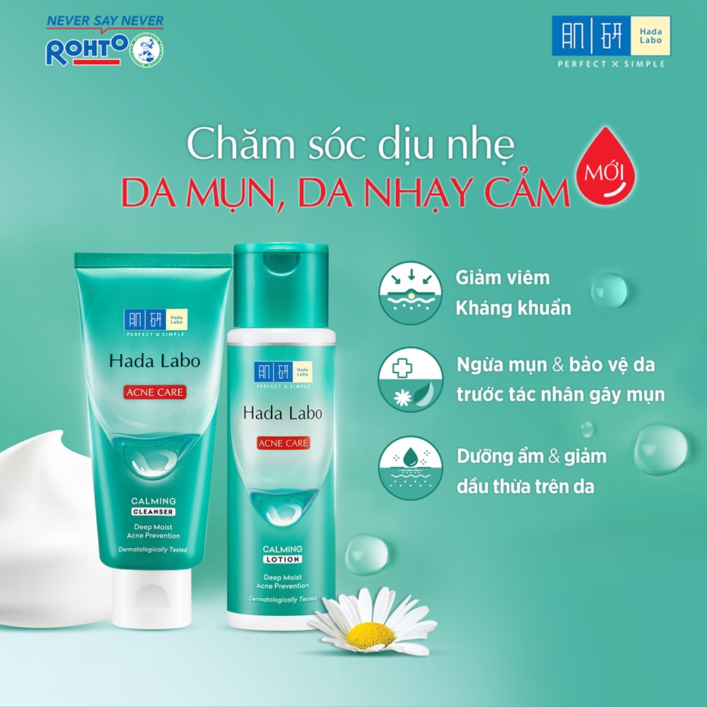 Kem rửa mặt cho da mụn, nhạy cảm - Hada Labo Acne Care Calming Cleanser 80g