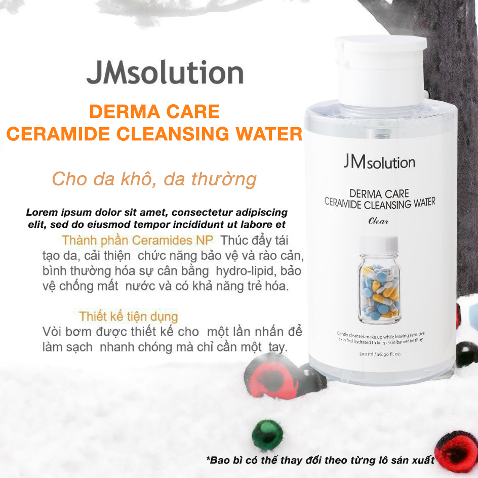 Nước Tẩy Trang Cho Da Khô, Da Thường JM Solution Derma Care Ceramide Cleansing Water Clear 500ml