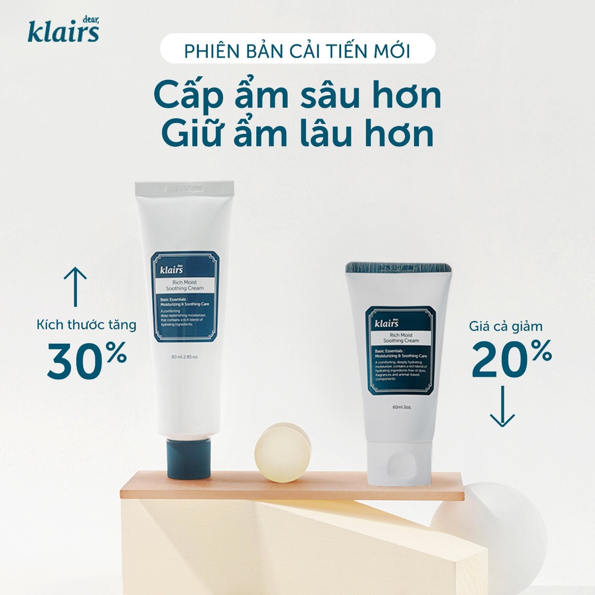 Kem Dưỡng Ẩm Dành Cho Da Khô, Mất Nước Dear Klairs Rich Moist Soothing Cream 20ml/80ml