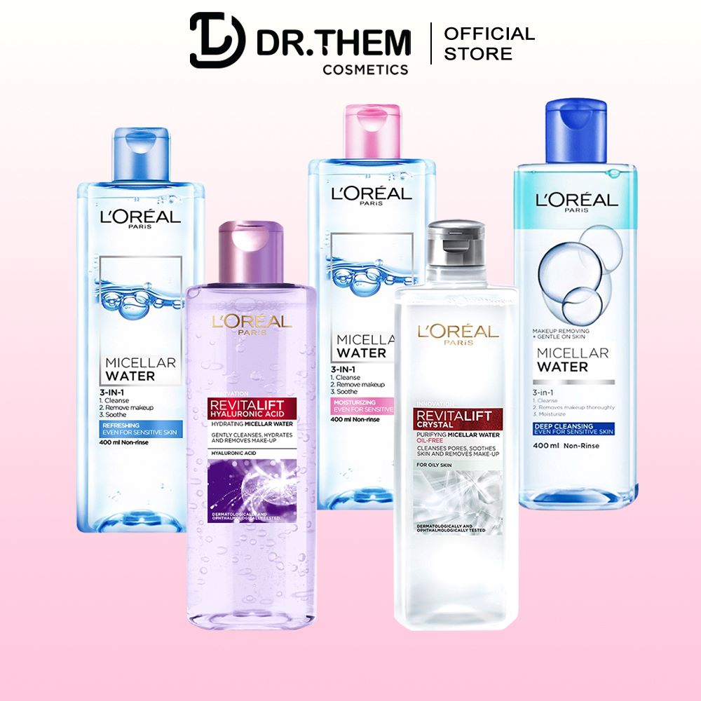 Nước Tẩy Trang L'Oreal Paris 3in1, Làm Sạch, Dưỡng Ẩm Cho Mọi Loại Da Micellar Water 400ml