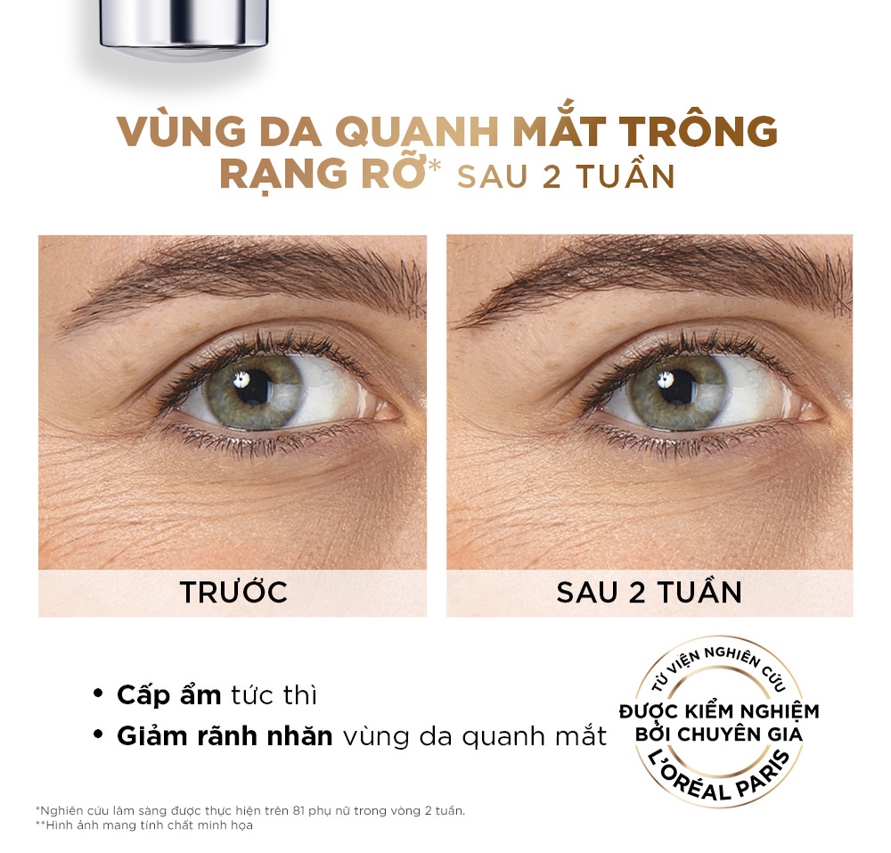 Serum L'Oreal Giảm Bọng Mắt & Làm Đầy Rãnh Nhăn Revitalift 2.5% Hyaluronic Acid + Caffeine Eye Serum 20ml