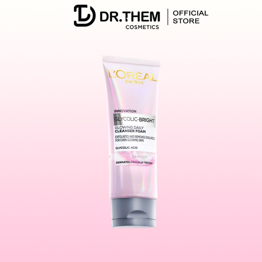 Sữa Rửa Mặt L'Oreal Paris Glycolic Bright Sáng Da 100ml Glycolic-Bright Glowing Daily Cleanser Foam