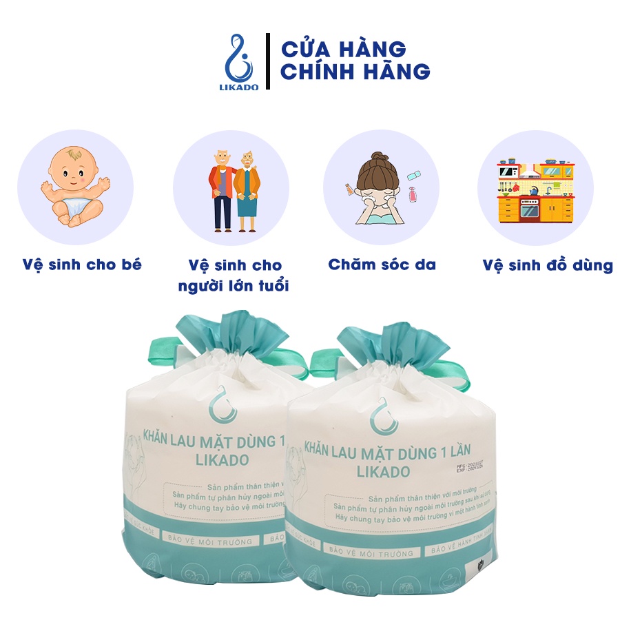 Bông Tẩy Trang Likado Túi 222 Miếng / 100 Miếng Tròn/ Khăn Lau Mặt Dùng 1 Lần - Chất Liệu Cotton