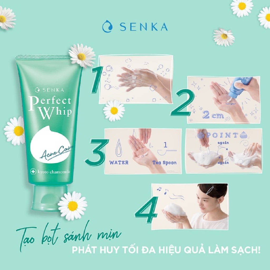 Sữa Rửa Mặt Dành Cho Da Mụn Senka Perfect Whip Acnes Care 100g