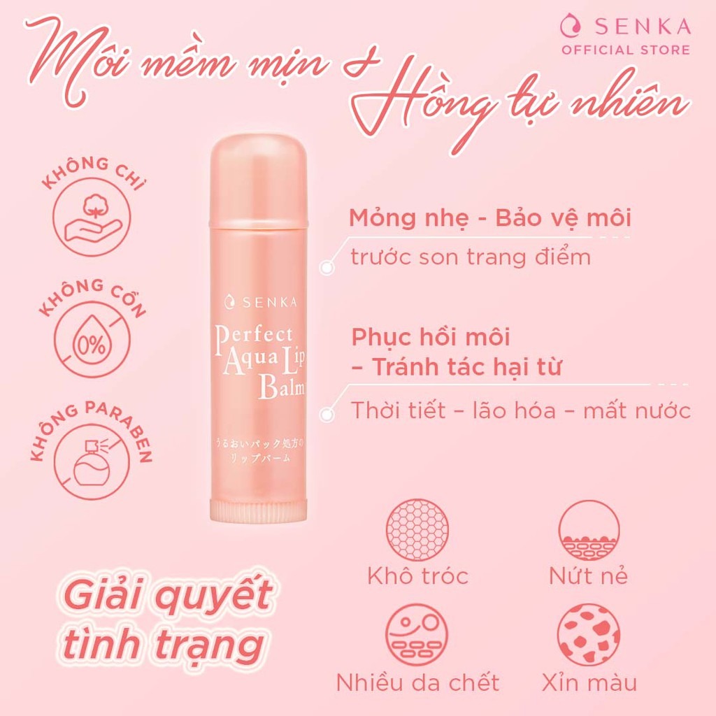 Son Dưỡng Môi Senka Cấp Ẩm & Ngừa Khô, Nẻ Môi 4.5g Perfect Aqua Lip Balm