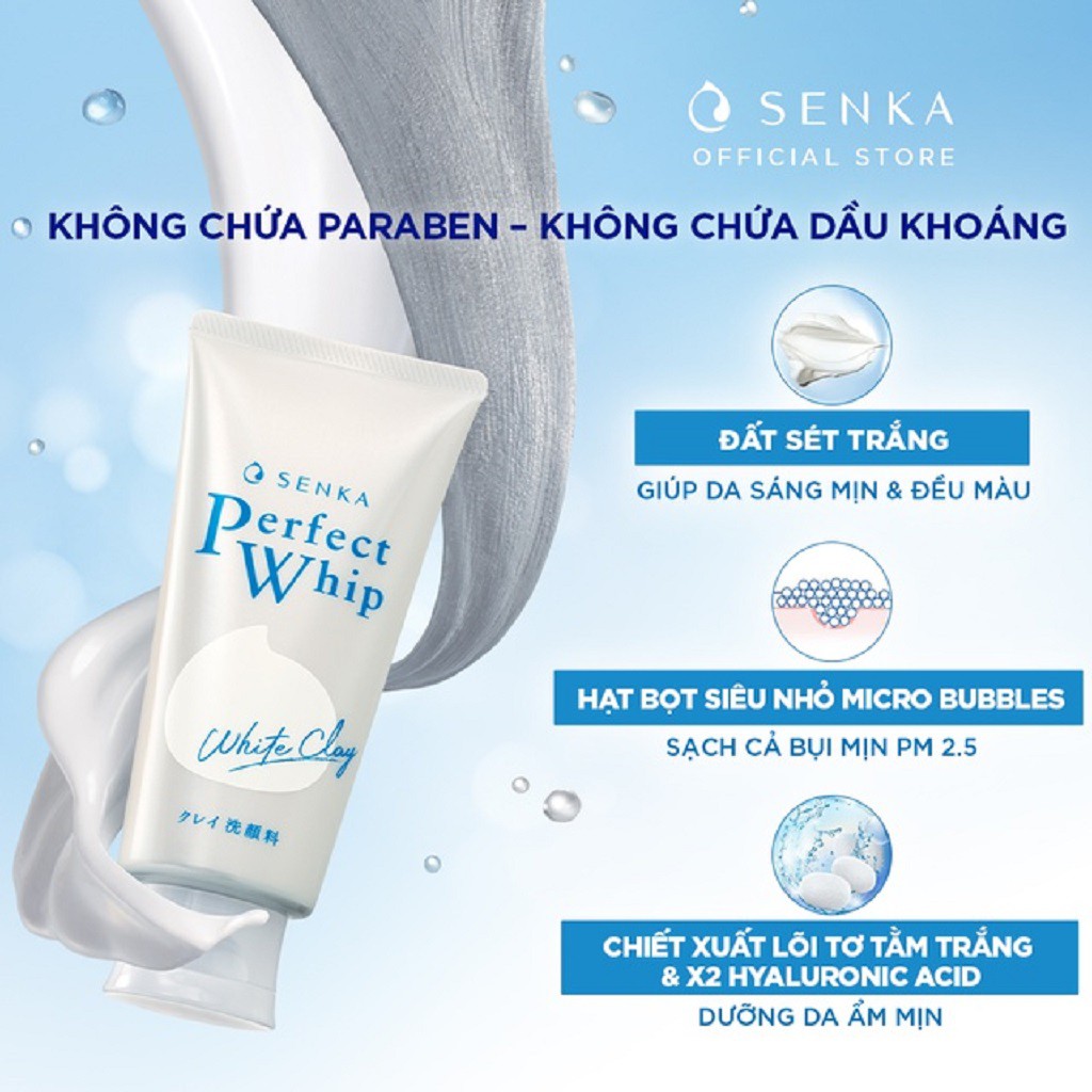 Sữa Rửa Mặt Senka Perfect Whip White Clay 120g