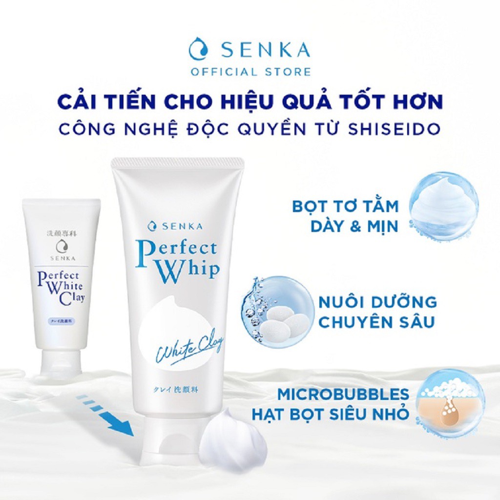 Sữa Rửa Mặt Senka Perfect Whip White Clay 120g