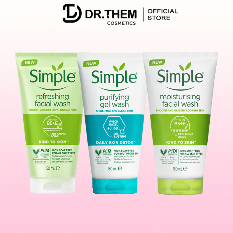 Sữa Rửa Mặt Dịu Nhẹ Cho Da Dầu Mụn, Nhạy Cảm Simple Refreshing Facial Wash 150ml