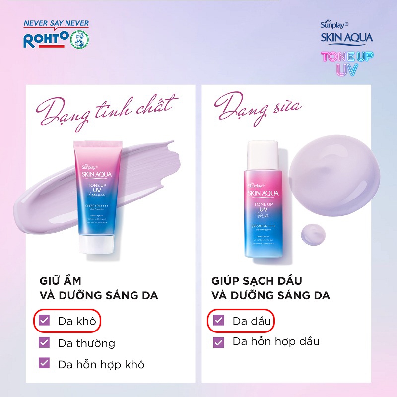 Tinh Chất Chống Nắng Sunplay Hiệu Chỉnh Sắc Da 50g Skin Aqua Tone Up UV Essence Lavender SPF50+/PA++++