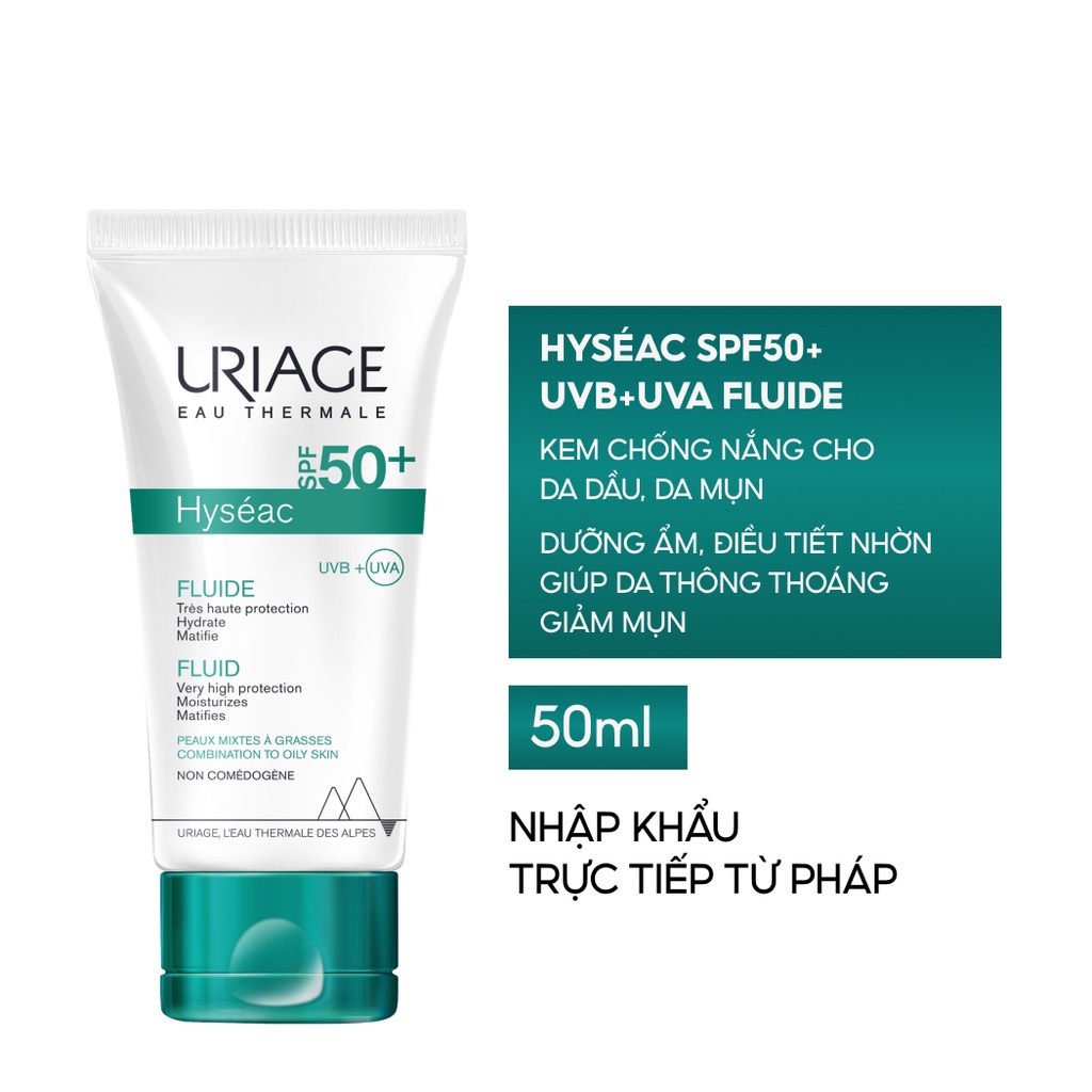 Kem Chống Nắng Dành Cho Da Dầu, Da Mụn Uriage Hyséac Fluide SPF 50+ 50ml