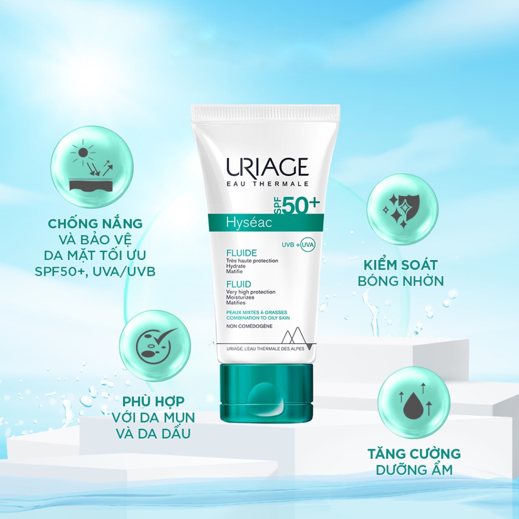 Kem Chống Nắng Dành Cho Da Dầu, Da Mụn Uriage Hyséac Fluide SPF 50+ 50ml