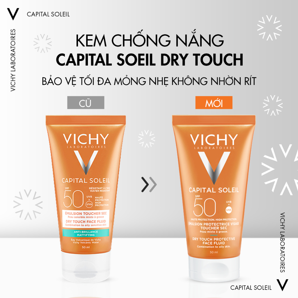 Kem chống nắng Vichy Capital Soleil Mattifying Dry Touch Face Fluid SPF50 UVB+UVA 50ml