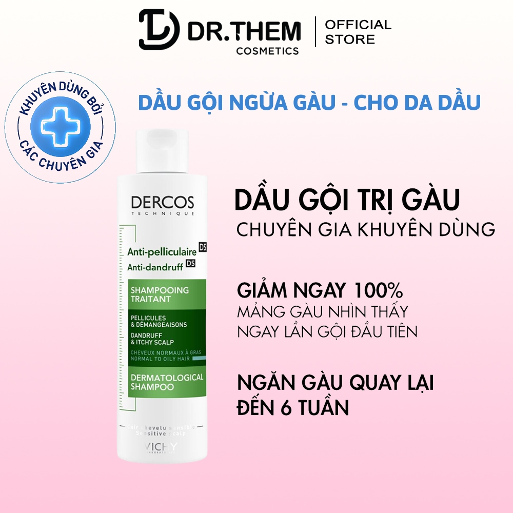 Dầu gội giảm gàu cho da đầu dầu ngứa Vichy Dercos Anti Dandruff DS Shampoo 200ml